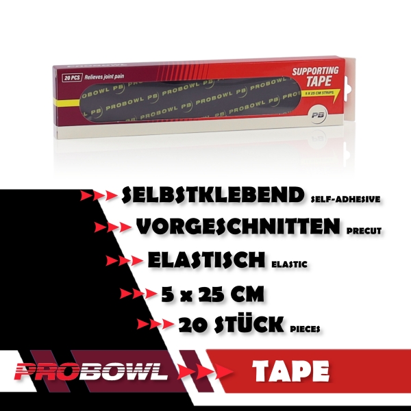 Pro Bowl - Supporting Tape - Vorgeschnitten - 20 Stück - 5x25cm