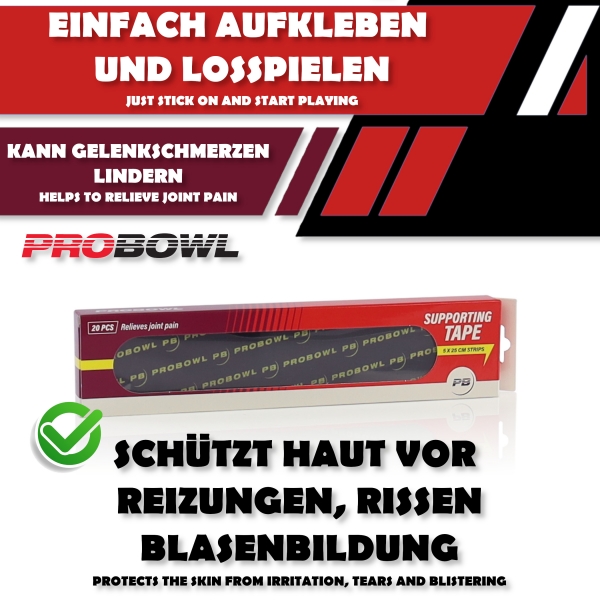 Pro Bowl - Supporting Tape - Vorgeschnitten - 20 Stück - 5x25cm