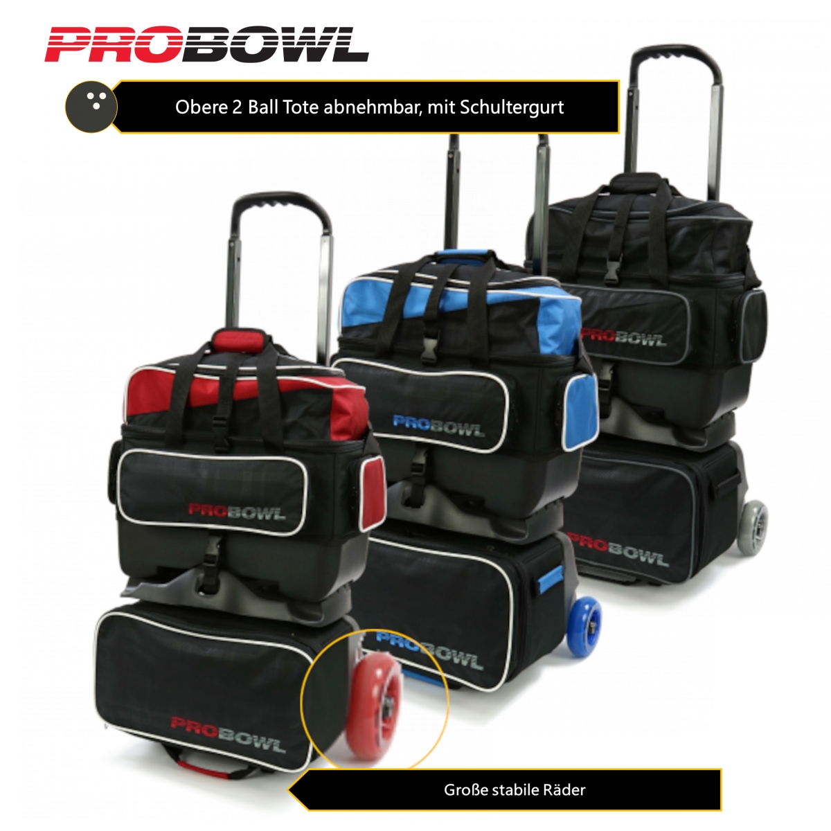 Pro Bowl Bowling 4 Ball Roller Großer Kompakter Koffer
