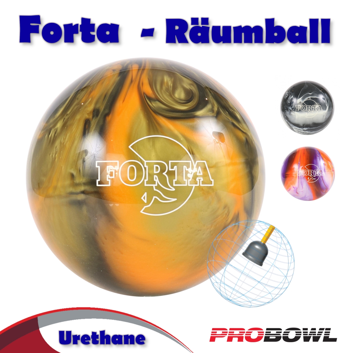 Boule De Bowling Pro Bowl Forta En Uréthane - Pour Spares Et Jeu Droit - Poids 10 à 15 Kg - Couleurs Variées
