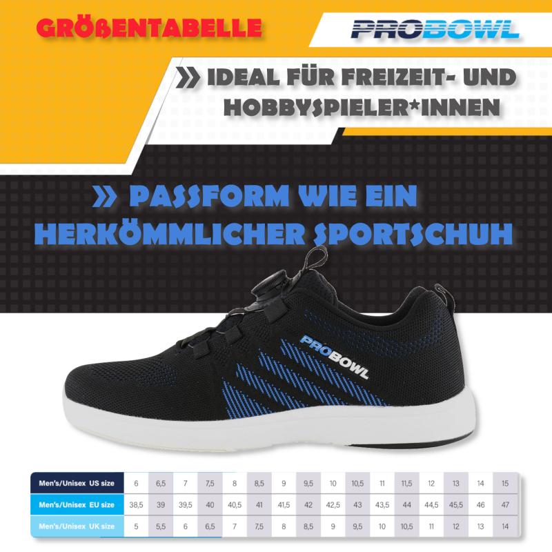 EMAX Pro Bowl Supro Bowlingschoenen Met Fit-Go Vetersysteem - Comfortabel Voor Dames, Heren En Kids